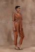 Drape top in copper colour tissue with half sleeve